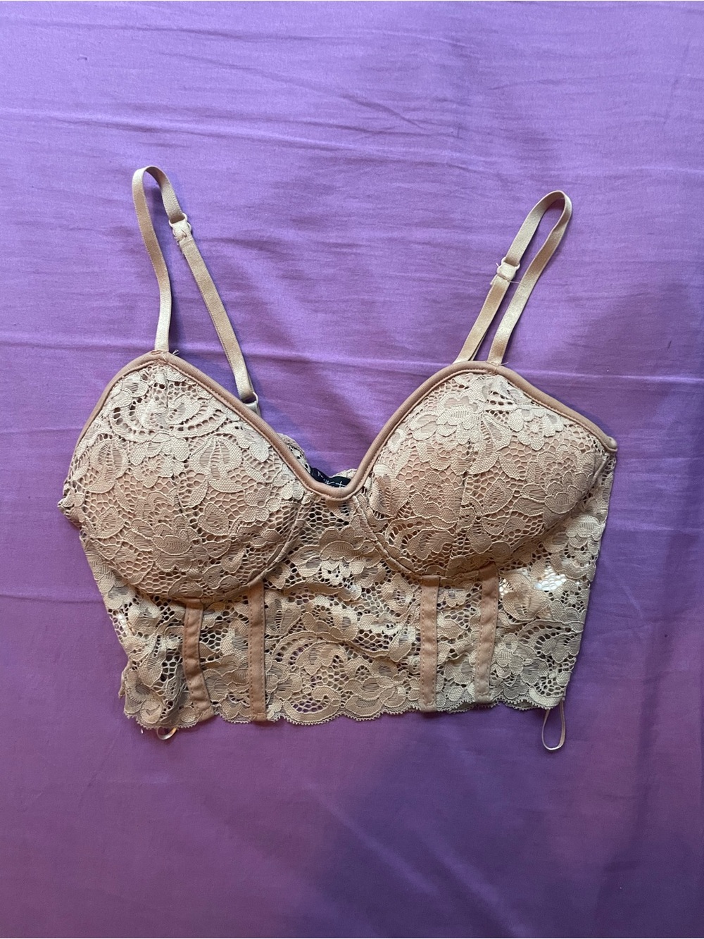 PrettyLittleThing Nude Lace Cropped Camisole